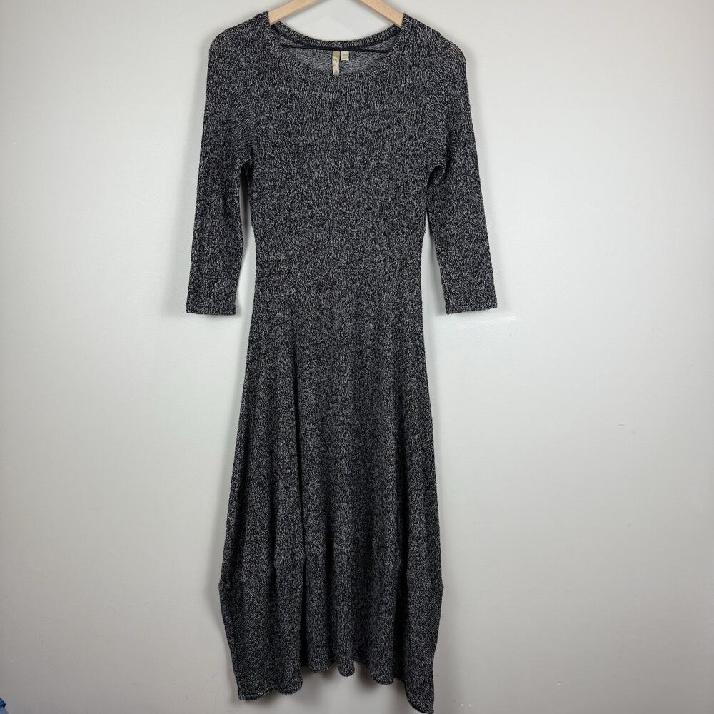 Comfy USA Women Midi Kati‎ Dress XS Gray Lagenlook Minimalist Drapey Slouchy
